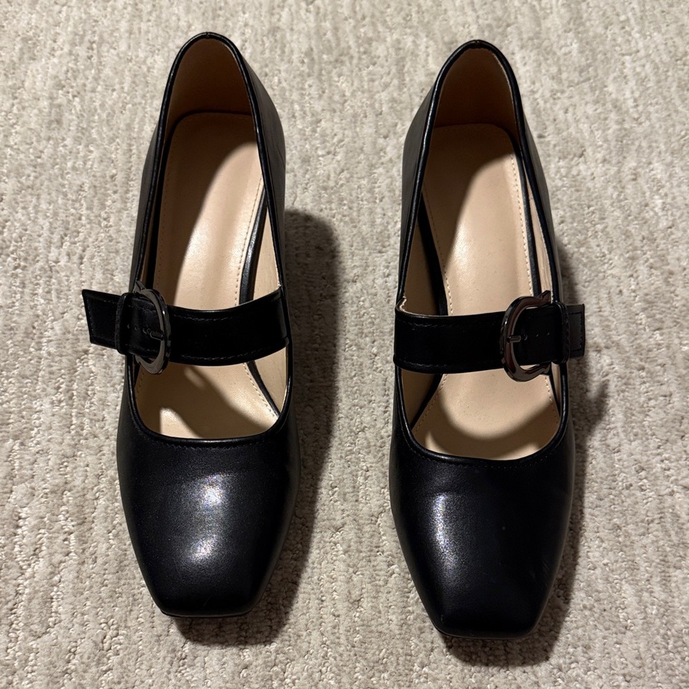 Elegant Black Leather Mary Jane Women's Shoes